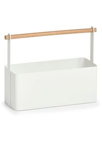 zeller Present Organizer, (1 St.), Aufbewahrungskorb Mit Tragesteg Aus Buchenholz, Im Scandi Design weiß, Größe B/H/T: 12 cm x 24 cm x 31,5 cm...