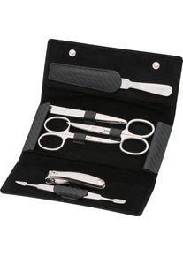 ERBE® Erbe Maniküre-Etui »Lederetui Mit Druckknopfverschluss«, (7 Tlg.), Bestückt Mit Solinger Premium Stahlwaren schwarz, Größe B/H/T: 70 mm x 150 mm x...
