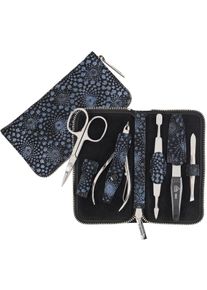 ERBE® Erbe Maniküre-Etui »Nightlife«, (5 Tlg.) blau, Größe B/H/T: 130 mm x 65 mm x 15 mm 5 tlg. - B/H/T: 130 mm x 65 mm x 15 mm 5 tlg., Edles Kalbsleder