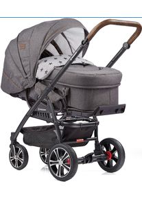Gesslein Kombi-wagen »f4 Air+, /Tabak, Grau Meliert/Sterne Grau«, Mit Tragetasche c2 Compact & Handbremse schwarz, Kinderwagen »F4 Air+,...