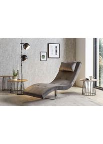 Salesfever Relaxsessel grau, Größe B/H/T: 60 cm x 83 cm x 200 cm Samtvelours Samtvelours, Extravagante Relaxliege mit angesagtem Samtbezug