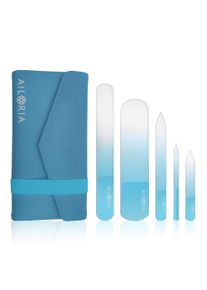 AILORIA Glasnagelfeile »Contour Nagelfeisenset Im Kunstlederetui«, (Set, 5 Tlg.) blau - 20,2 cm, 1 runde und 4 flache Glasfeilen
