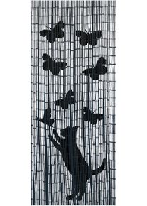 Wenko Türvorhang »Katze&Schmetterling«, (1 St.), Handgearbeitet schwarz, Größe 200 cm , Deko-Vorhang mit Katzenmotiv von Wenko