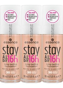 Essence Foundation »Stay All Day 16h Long-Lasting«, (Set, 3 Tlg.) beige - 90 ml, Silikonfrei