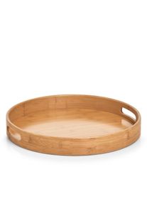 zeller Present Tablett, (1 Tlg.), Ø 38 Cm braun, Größe H: 5 cm H: 5 cm , Rundes Serviertablett aus Bamboo