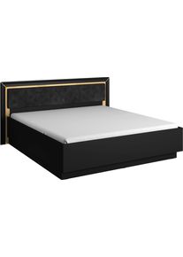 LEONIQUE Bettgestell »Arno«, Mit Gepolstertem Kopfteil , Größe B/H: 208 cm x 100 cm schwarz/schwarz-golden Spigelfoil , LEONIQUE-Luxuriöses,...