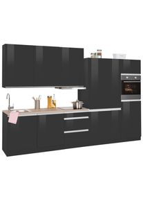 HELD MÖBEL Held Möbel Küchenzeile »Ohio«, Mit E-Geräten, Breite 330 Cm grau, Größe B: 330 cm B: 330 cm made_in_germany, Wahlweise mit Aufbauservice