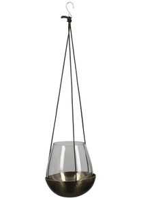 Casablanca By Gilde Windlicht »Lilee«, (1 St.), Zum Hängen, Aus Metall, Mit Lederband Und Glaseinsatz bunt, Größe B/H/T: 13,00 cm x 15,00 cm x...