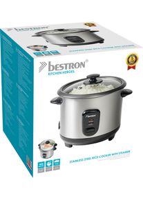 Bestron Reiskocher »arc100«, Mit Dampfgar-Aufsatz Und Warmhalte-Funktion, 1 Liter, Edelstahl silberfarben, Multifunktionaler Reiskocher zum...