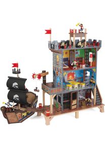 KidKraft® Puppenhaus »Pirate's Cove Spielset«, Inklusive Möbel bunt, Stabiles Piratenhaus aus MDF mit Ausguck und Ladekran