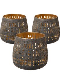 Creativ Home Windlicht »Weihnachtsdeko Aussen«, (Set, 3 St.), Aus Metall schwarz, Größe H: 7 cm H: 7 cm , Dekoratives 3er Set aus Windlichtern