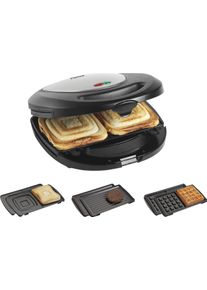Bestron Kontaktgrill »asm8010 3-In-1 Gerät, Sandwichmaker, Waffeleisen«, 760 W, Antihaftbeschichtet, schwarz, Kompakter Kontaktgrill mit...
