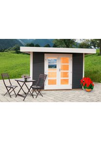 Wolff Gartenhaus »Relax Lounge B« grau Fußboden im Gartenhaus , Aus nordischem Fichtenholz