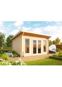 Wolff Gartenhaus »Trondheim 70-D Xl« beige Fußboden im Gartenhaus , Aus naturbelassenem Fichtenholz