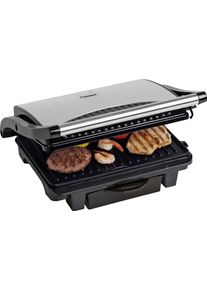 Bestron Kontaktgrill »asw113s Sandwich-/Panini-Kontaktgrill«, 1000 W, Antihaftbeschichtet, Mit Auffangschale, Schwarz silberfarben, Stilvoller...