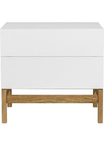 WOODMAN Barschrank »Delian«, Breite 75 Cm, Fußrahmen Aus Massiver Eiche, Im Skandinavian Design weiß , 2 Klappen