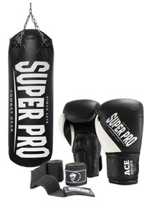 Super Pro Boxsack »Set Water Air Bag«, (Set, Mit Bandagen-Mit Boxhandschuhen) schwarz, Größe B/H: 35 cm x 100 cm, Water Air Bag kann zu Hause mit...