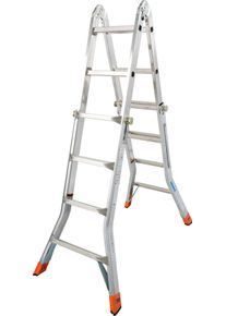 Krause Teleskopleiter »Monto Telematic« silberfarben, Größe B/H: 68 cm x 135 cm , Einsetzbar als Anlege-, Doppel-Stehleiter und Arbeitsbühne