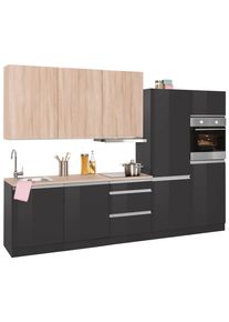 HELD MÖBEL Held Möbel Küchenzeile »Ohio«, Mit E-Geräten, Breite 300 Cm grau, Größe B: 300 cm B: 300 cm made_in_germany, Wahlweise mit Aufbauservice