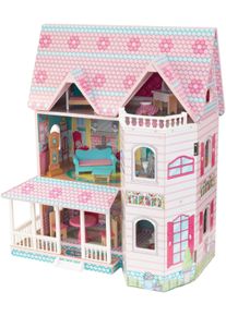 KidKraft® Puppenhaus »Abbey Manor«, Inklusive Möbel pink, Stabiles Puppenhaus aus MDF mit überdachter Terrasse