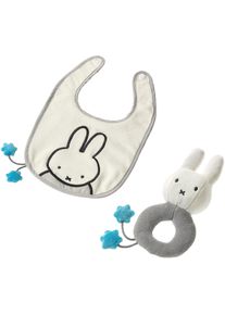 Heunec® Greifling »Miffy«, (Set, 2 Tlg.), Gots Organic, Zertifiziert Durch Ceres-0560 bunt, Set Greifling mit Rassel & Lätzchen »Hase Miffy«