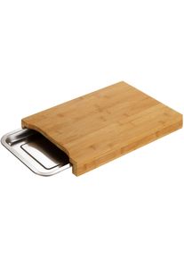 Wenko Schneidebrett, Mit Edelstahlschale beige, Größe B/H/L: 24,5 cm x 4 cm x 35 cm B/H/L: 24,5 cm x 4 cm x 35 cm , Praktisches Schneide-Brett...
