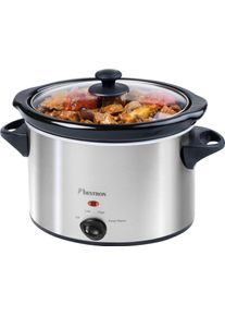 Bestron Schongarer »asc350«, 180 W, Mit Keramikpfanne Und Glasdeckel, 3,5 Liter, Edelstahl silberfarben, Multifunktionaler Slow Cooker zum...