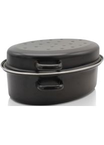 Krüger Krüger Bräter, Emailliertes Stahlblech, Mit Chromrand, Induktion schwarz, Größe B/H/L: 34 cm x 13 cm x 42 cm B/H/L: 34 cm x 13 cm x 42 cm ,...