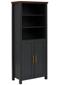 Home Affaire Bücherregal »Martinau«, (1 St.), Holzoptik, Mit 2 Türen Und 3 Verstellbare Einlegeböden, Breite 75 Cm grau, Größe B/H/T: 75 cm x 176...
