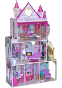 KidKraft® Puppenhaus »Rosengarten-Schloss«, Mit Goldener Außentreppe Und Licht- Und Soundeffekten rosa, »Rosengarten-Schloss« inkl. Thronsaal mit...