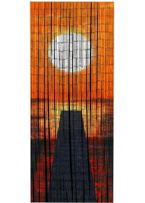 Wenko Türvorhang »Sonnenuntergang«, (1 St.), Handgearbeitet orange, Größe 200 cm , Deko-Vorhang mit Sonnenuntergangs-Motiv von Wenko