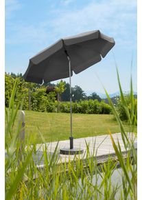 Schneider Schirme Sonnenschirm »Locarno«, Abknickbar, Ohne Schirmständer grau , Bespannung aus 100% Polyester mit Volant und Bandeinfassung,...