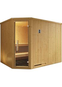 Weka Sauna »Varberg« Set, 7,5 kW Bio-Ofen mit digitaler Steuerung in beige