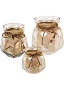 Creativ Deco Windlicht »Lüster, Weihnachtsdeko«, (Set, 3 St.) goldfarben , Vintage Windlichter