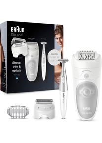 Braun Epilierer »Silk-Épil 5 5-805«, 3 St. Aufsätze, Micro-Grip-Pinzetten-Technologie, Wet & Dry-Epilation, Drehkopf grau, Sanft: Epilierer für...