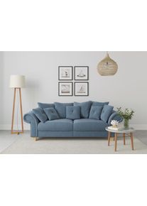 Home Affaire Big-Sofa »Queenie Megasofa«, (2 St.), Mit Weichem Sitzkomfort Und Zeitlosem Design, Viele Kuschelige Kissen blau, Größe B/H/T: 242 cm...