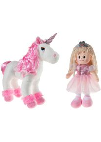 Heunec® Kuscheltier »Einhorn Und Prinzessin 40cm«, (Set, 2 St.) rosa, Set: Plüschtier und Puppe »Einhorn und Prinzessin, 40cm«