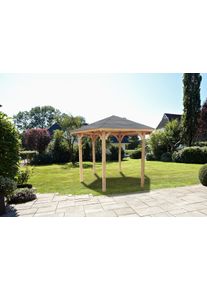 Wolff Holzpavillon »Kreta 6«, Bxt: 366X327 Cm beige, Größe B/H/T: 366 cm x 263 cm x 327 cm B/H/T: 366 cm x 263 cm x 327 cm , Aus naturbelassenem...