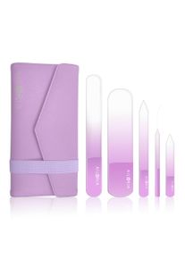 AILORIA Glasnagelfeile »Contour Nagelfeisenset Im Kunstlederetui«, (Set, 5 Tlg.) lila - 20,2 cm, 1 runde und 4 flache Glasfeilen