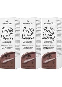 Essence Foundation »Pretty Natural Hydrating«, (Set, 3 Tlg.) braun - 90 ml, Natürliche Deckkraft, Gefühl und Finish