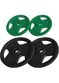Gorilla Sports Hantelscheiben »Hantelscheibenset 50/51 Mm Gummi 2X5, 2X10 Kg«, (4 Tlg.) grün, Größe 30 kg, Insgesamt vier widerstandsfähige...