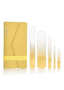 AILORIA Glasnagelfeile »Contour Nagelfeisenset Im Kunstlederetui«, (Set, 5 Tlg.) gelb - 20,2 cm, 1 runde und 4 flache Glasfeilen