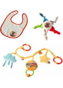 Heunec® Greifspielzeug »Sandmann, Pittiplatsch«, (Set, 3 Tlg.) bunt, Sandmann-Set bestehend aus Lätzchen, Greifling und Kinderwagenkette...