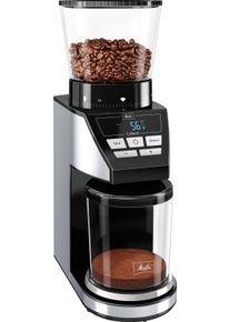 Melitta Kaffeemühle »Calibra 1027-01 Schwarz-Edelstahl«, 160 W, Kegelmahlwerk, 375 G Bohnenbehälter grau, Kegelmahlwerk aus Stahl
