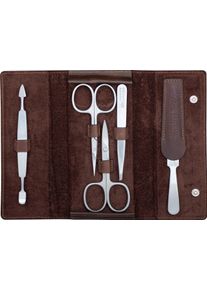 ERBE® Erbe Maniküre-Etui »Tuscany«, (5 Tlg.), Antik-Lederetui Mit Zippverschluss, Rostfrei braun, Größe B/H: 160 mm x 80 mm 5 tlg. - B/H: 160 mm x 80...