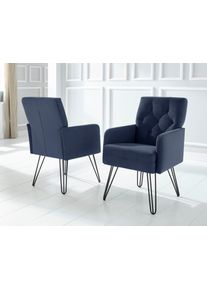 exxpo - Sofa Fashion Sessel »Doppio«, Breite 61 Cm blau, Größe B/H/T: 61 cm x 89 cm x 67 cm Samtvelours Samtvelours, In verschiedenen Farben