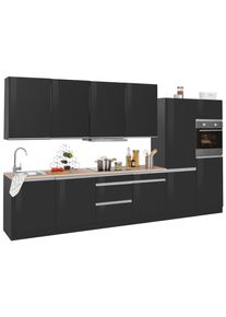HELD MÖBEL Held Möbel Küchenzeile »Ohio«, Mit E-Geräten, Breite 360 Cm grau, Größe B: 360 cm B: 360 cm made_in_germany, Wahlweise mit Aufbauservice