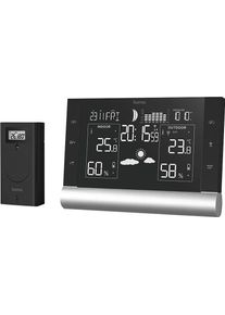 Hama Wetterstation »Funkuhr Black Line Plus«, Inkl. Funk-Außensensor schwarz , Automatische Zeitanpassung an die genaueste Uhr der Welt