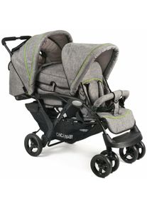 CHIC 4 BABY chic4baby Geschwisterwagen »Duo, Jeans Grey«, Mit Herausnehmbarer Tragetasche; wagen grau, Doppelter Kinderwagen »Duo, jeans grey«