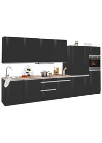 HELD MÖBEL Held Möbel Küchenzeile »Ohio«, Mit E-Geräten, Breite 390 Cm grau, Größe B: 390 cm B: 390 cm made_in_germany, Wahlweise mit Aufbauservice